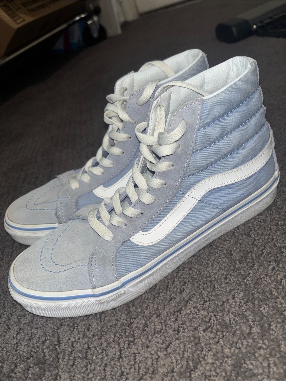 Vans Unisex Sk8-Hi‎ High-Top Sneakers in Light Blue and White